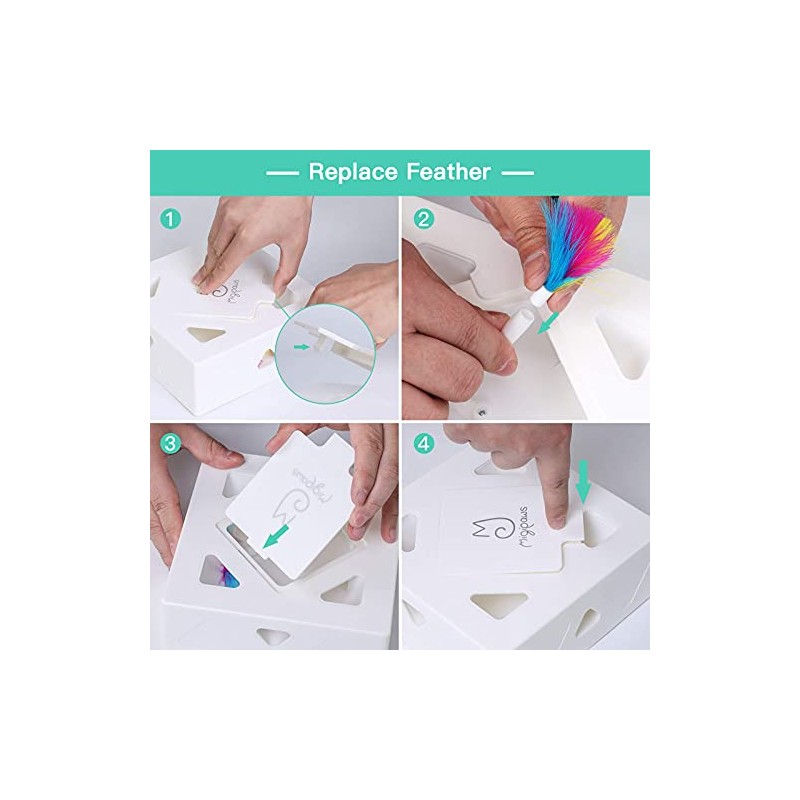 Migipaws Upgrade Rainbow Feather Replacement for Cat Magic Box, 6pcs