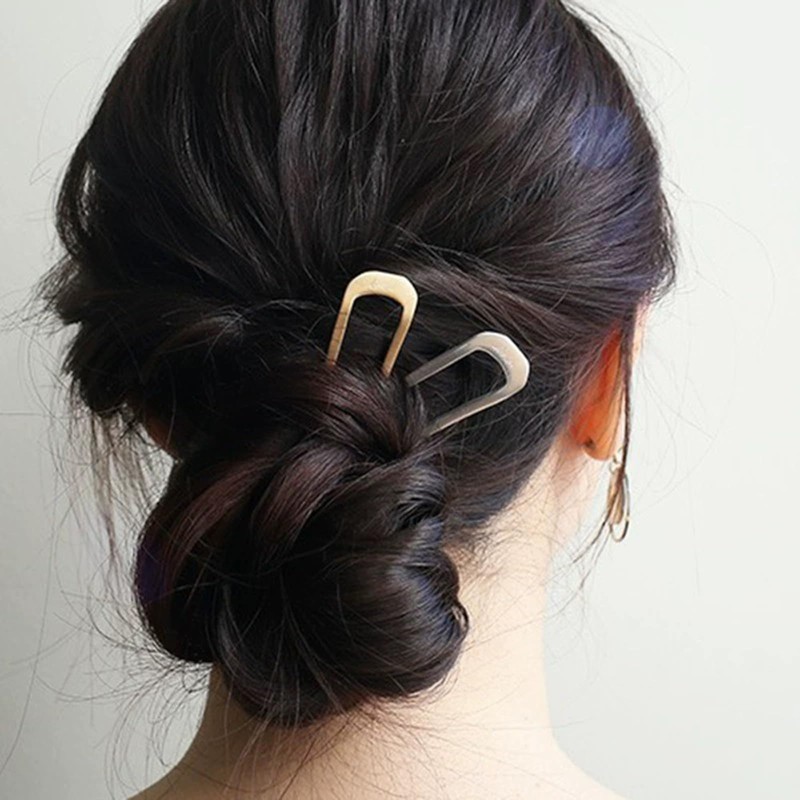 Ling & Bai 4Pcs French Hair Pins, Metal U Shaped