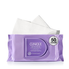 Clinique Take The Day Off Micellar Cleansing Makeup Remover Wipes For Face and Eyes | For All Skin Types | No Water Required | Perfect For Gym or Travel, 50 Count