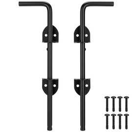 12" Cane Bolt Heavy Duty Drop Rod Gate Stopper Hardware, Gate Ground Latch for Wooden Fences Metal Gates Doors, Gate Drop Pin for Holding Gate to The Ground, Black Finish, 2 Pack