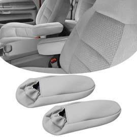 SUNBREATH Compatible with Car Front Seat Armrest Cover for Ford F150 F250 F350 F450 F550 Excursion 1999 2000 2001 2002 2003 2004 2005 2006 2007 Microfiber Leather Seat Arm Rest Cover 2PCS Gray