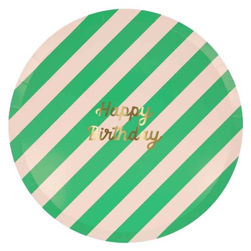 Meri Meri Stripe Happy Birthday Dinner Plates (Pack of 8)