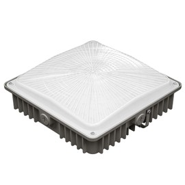 LED Canopy Lights Outdoor, 5Power 32/40/50/65/80W & 6CCT 3000/3500/4000/5000/5700/6500K Adjustable All in 1, Easy to Install, IP65 Waterproof, Super Bright Commercial Lights for Gas Stations (B1Pack)