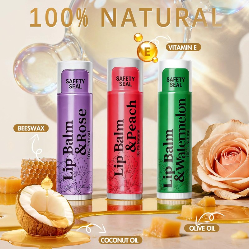 RBUGR 20 Pack Lip Balm Bulk- 12 Flavored Lip Balm