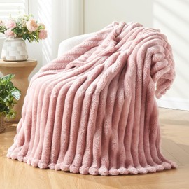 Wajade Fluffy Flannel Blanket Faux Fur Bed Throw Super Soft Warm Large Blanket for Bed Sofa Car, Pink 127x153CM