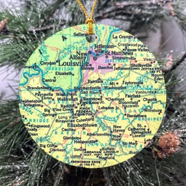 Louisville Kentucky, Bourbon Trail Map Christmas Ornament