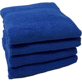 13x13 | Premium Washcloth Set | Absorbent, Ring Spun, Washcloths, Hand towels for Bathroom, 100% Cotton, Face Towels, fingertip towels, Soft, For Daily Use (Pack of 4) (Royal Blue, 13x13)