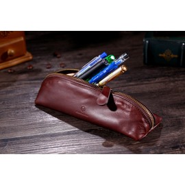 Cronus & Rhea® | Exclusive Leather Exclusive Leather Folder (Scylla) | Pencil Case - Pen Case - Pen Bag | Real Leather | with Elegant Gift Box | Men - Women (Dark Brown)