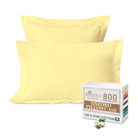 Pizuna Luxurious Cotton Standard Pillowcases 2 Pack Mellow Yellow 50x75cm, 800 Thread Count Long Staple Combed Cotton Pillow Cover, Crisp Sateen Weave Oxford Pillow Cases (Luxury Pillowcase 2 PC)