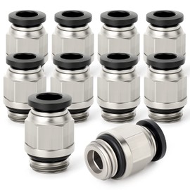 TAILONZ PNEUMATIC Straight 8 mm Pipe OD x 1/8 Inch G-Thread Push-Fit Fitting with Sealing Ring PCG8-01 (Pack of 10)