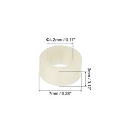 PATIKIL 4.2mm ID x 7mm OD x 3mm L Round Spacers Washers, 200 Pack ABS Plastic Standoff Gaskets for M4 Hardware Screws Bolts for 3D Printer Electrical Outlet, Beige
