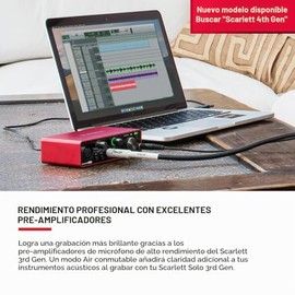 Focusrite Scarlett Solo - Interfaz de audio USB de 3ª generación para guitarristas, vocalistas, podcasters o productores para grabar y reproducir soni