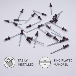 (Pack of 100) Painted Blind Rivets 1/8" x 5/16" (3.2 x 8 mm), Dome Head, DIN 7337, Aluminium Rivets and Steel Mandrel, Pop Rivets, Chocolate Brown RAL 8017