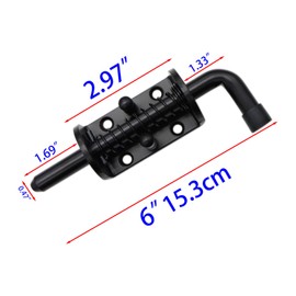 2 Packs 6 Inch Spring Loaded Barrel Bolt Latch Pin, Heavy Duty Steel Sliding Door Lock for Doors/Cabinets/Chests, 2mm Thickened Interior and Outdoor Solid Hardware Latch,