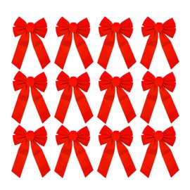 Classic Red Velvet Christmas Bows 12 Pack, 13" x 9" Large Wreath Tree Garland Decor