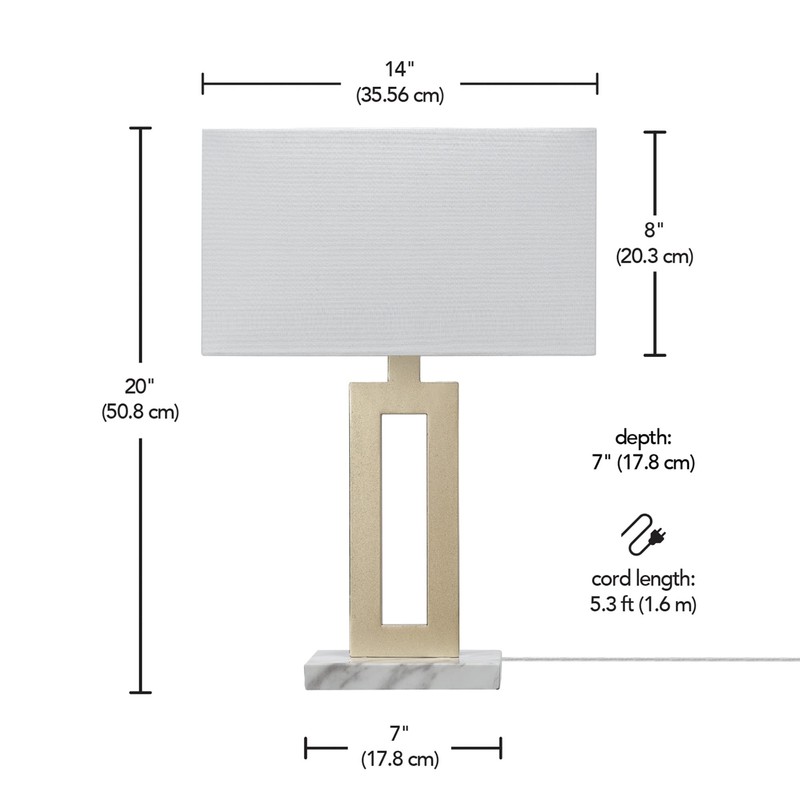 Globe Electric 12274 D'Alessio 20" Table Lamp, Gold, White Linen