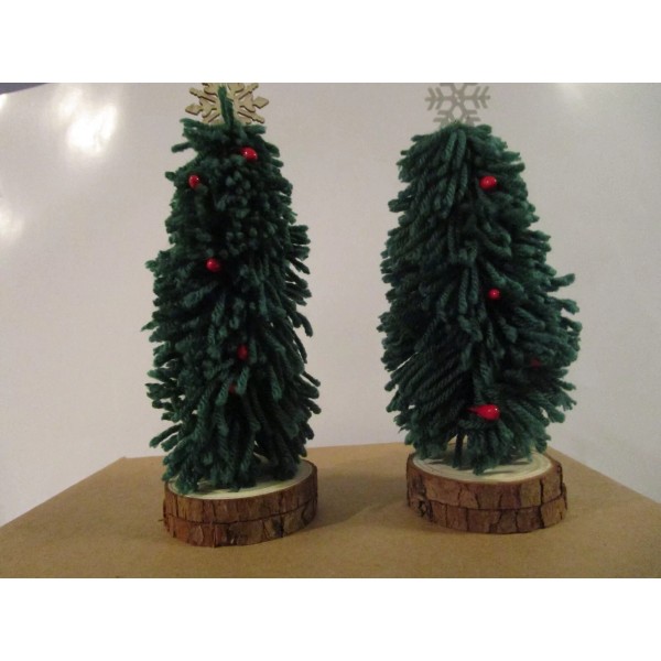 Unbranded Designer 7" Christmas Decor Tree with natural wood base.