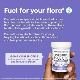 Physician's CHOICE Prebiotic-Probiotic - Multi-Strain Probiotics & Synergistic Prebiotics -Designed for Digestive Health, Supporting Gut Microbiome - 