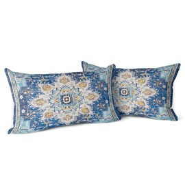 Snylcce Set of 2 Boho Cushion Covers, Decorative Cushion, 30 x 50 cm, Velvet Soft Cushion Cover, Bohemian Retro Ethnic, Decorative Cushion Covers for Sofa, Living Room, Home Decoration (Blue Bohemia)