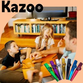 Kazoo, Pack of 7 Kazoo Metal, Kazoo Membrane, Metal Kazoo Music, Percussion Instrument, Metal Kazoo Preschool Toy, Music Devices for Children