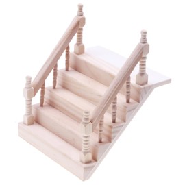 Miniature Dollhouse Stairs, Wooden Stairs Miniature, Miniature Stairs with Handrail, Dollhouse Stairs, DIY Dollhouse Accessories, Gnome Decorative Wooden Miniature, Model Making Ornaments, Decoration