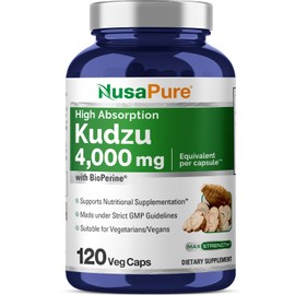 NusaPure Kudzu Root 20:1 Extract, 200 mg Equivalent to 4,000mg - 120 Veggie Capsules (Non-GMO, Vegan, Bioperine)