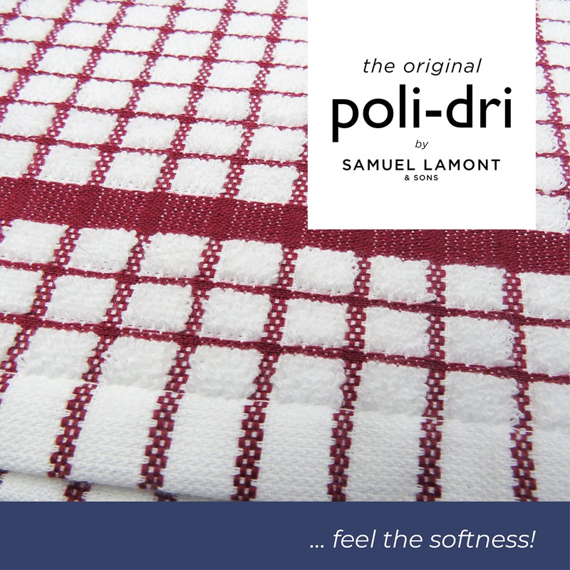 Samuel Lamont Poli-Dri Cotton Tea Towel, Burgundy