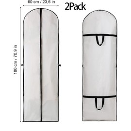 Wedding dress garment bag, suit bag garment bags waterproof, garment bag suit long with zipper, for suits dresses, 2pack