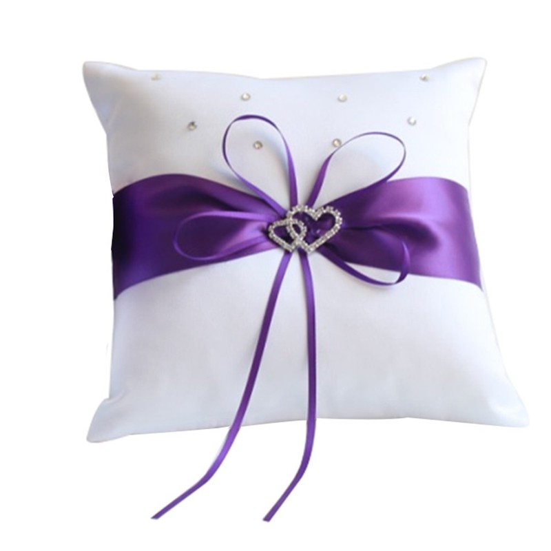 Awtlife 2pcs Sets Flower Girl Basket and Ring Pillow Purple