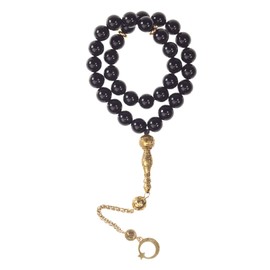 Tasbih Premium Muslim Prayer Beads Made With Natural Stone Beads for Daily Misbaha and Meditation (10mm (33 Beads), Agate, Black)