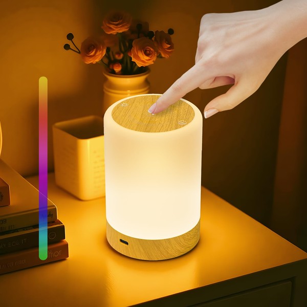 Dimmable Night Light, Rechargeable Baby Touch Bedside Lamps, RGB Colour