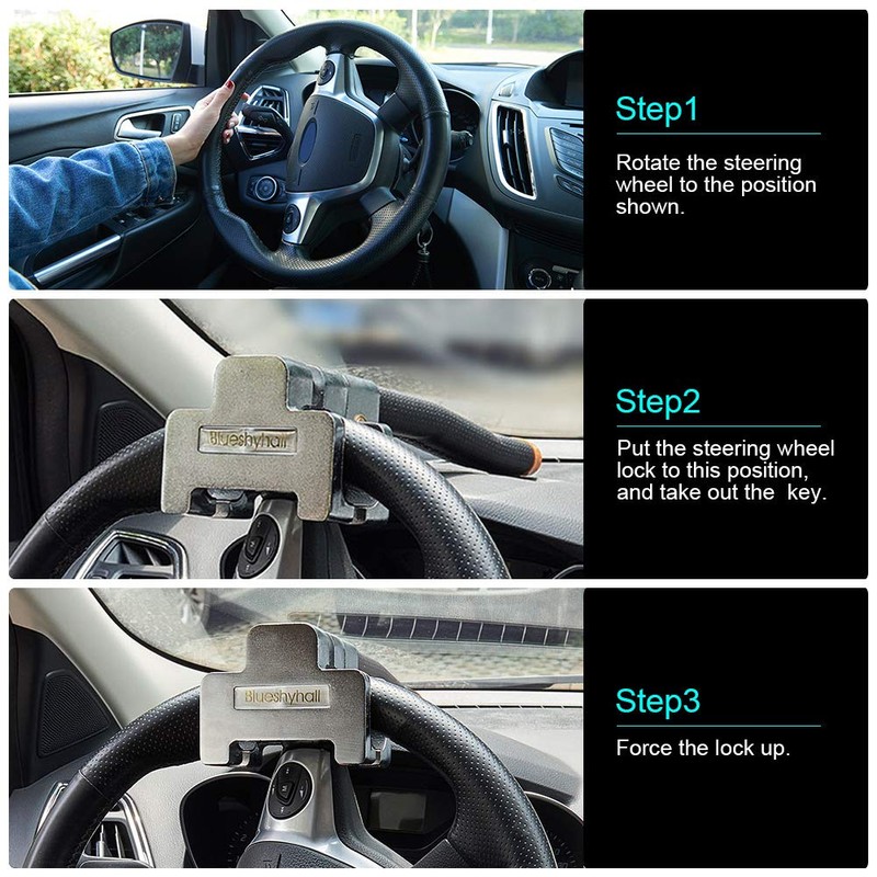 Blueshyhall Steering Wheel Anti Theft Security Lock, Heavy Duty Prevention