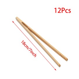YUYUDEHM 12 Pcs Bamboo Toast Tongs, Reusable Bamboo Toast Tongs for Fruits, Bread, Bacon, and Muffins