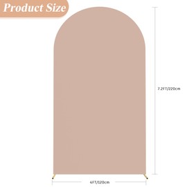 Fomcet 7.2FT Wedding Arch Cover Nude 2-Sided Spandex Fitted Fabric Arch Backdrop Cover Round Top Arch Cover Fabric for Birthday Party Baby Shower Wedding Arch Stand Decoration