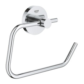 GROHE Start QuickFix Toilet Roll Holder without Cover (Metal, Concealed Fastening, Including Screws and Dowels, Extra Easy to Fit with GROHE QuickGlue), Size 44 x 119 mm, Chrome, 41200000
