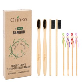 orinko Set of 4 toothbrushes + 4 bamboo toothbrushes