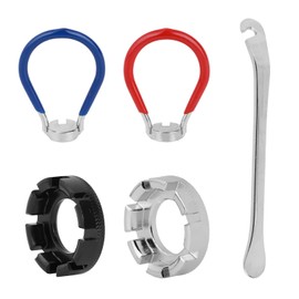 BOXOB 6 Piece Universal Spoke Wrench Set, Spoke Tool with 2 Tyre Levers, Bicycle Rim Correction, Bicycle Wheel Wrench, 10-15 Gauge for Cycling, Wheel Tension Adjustment, Repair Tools