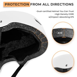 LeapBeast City Helmet, Adult Bicycle Helmet, Cycling Helmet, Skater Helmet, Ventilation, Safety, for Teenagers and Young Adults for Stunt Scooter, Skateboard, Size Adjustable (Matte White, M)