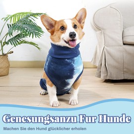 Dog Bodysuit After Surgery Dog Castration, Surgical Suit Dog Castration Dog, Dog Body Suit After Castration for Dogs Surgery Suit Pet Shirts (Bandages -Dyed Blue, S)