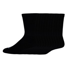 WILSON Men 12-Pack Basic Crew Socks, Black, 6-12