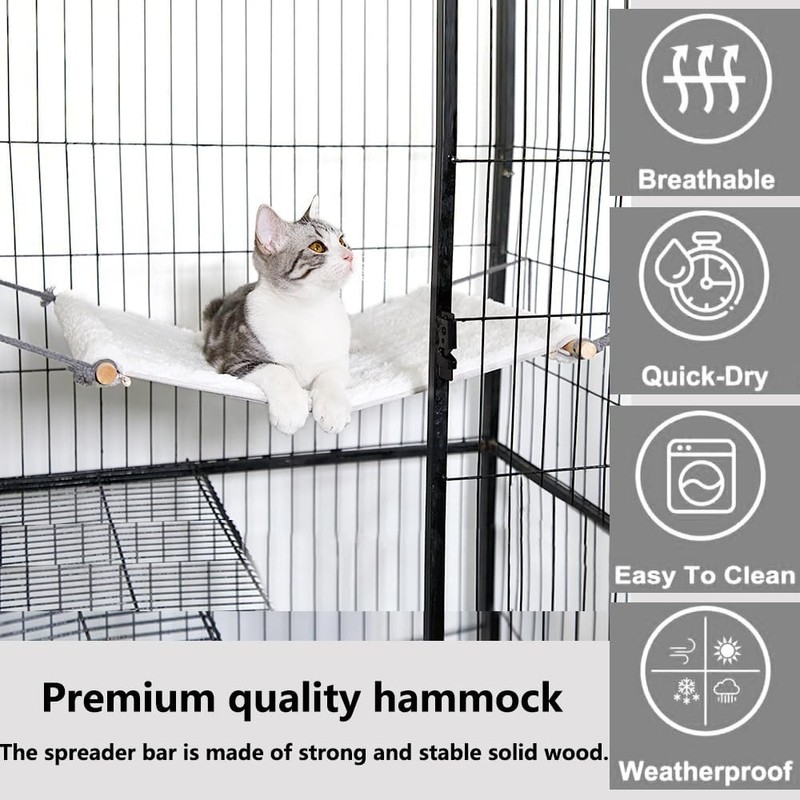 Reversible Cat Hammock for Cage Hanging, Soft Sleeping Bed for