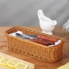 Cabilock 2pcs Wicker Cutlery Basket Rectangular Woven Baskets Bins Rattan