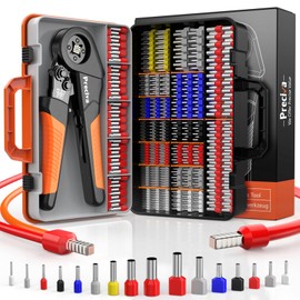Preciva Ferrule Crimping Tool Kit with Portable Suitcase, Square Crimping Pliers for AWG 28-5 Ratchet Crimper with 1300 PCS Single & Dual Ferrule Connectors Wire Ferrules Terminals Kit