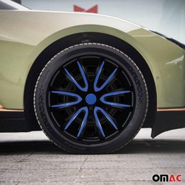 OMAC - Black Matt Dark Blue Matte Hub Caps 16 Inch Set of 4 for Nissan Sentra, Tapas para Rines 16, Premium Wheel Covers 16 Inch, R16 Rim Cover Set, Car Replacement Exterior Accessories