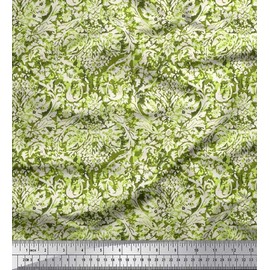 Soimoi Viscose Chiffon Fabric Leaves & Floral Batik Print Fabric by metre 42 Inch Wide