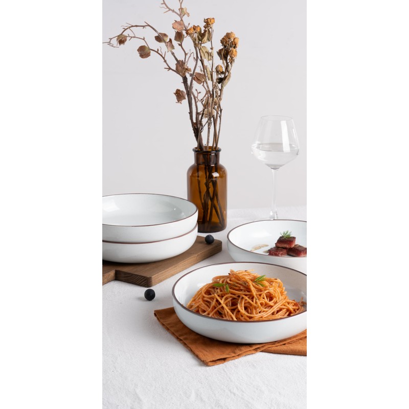 famiware Mercury Pasta Bowls Set of 4, 33 oz Large