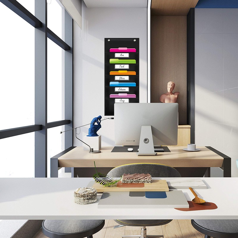 Organization Pocket Chart, Wall File Organizer Folder with 5 File