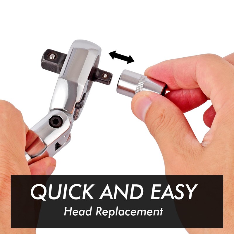 wanlvkang Dual 3/8 and 1/4 Drive Flex Head Ratchet, 72-Tooth
