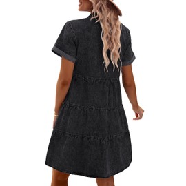 GRAPENT Women’s Swing Dress for Women Casual Swing Dress for Women Swing Shift Dress for Women Baby Doll Swing Dress for Women Vintage Black Size Medium Size 8 Size 10