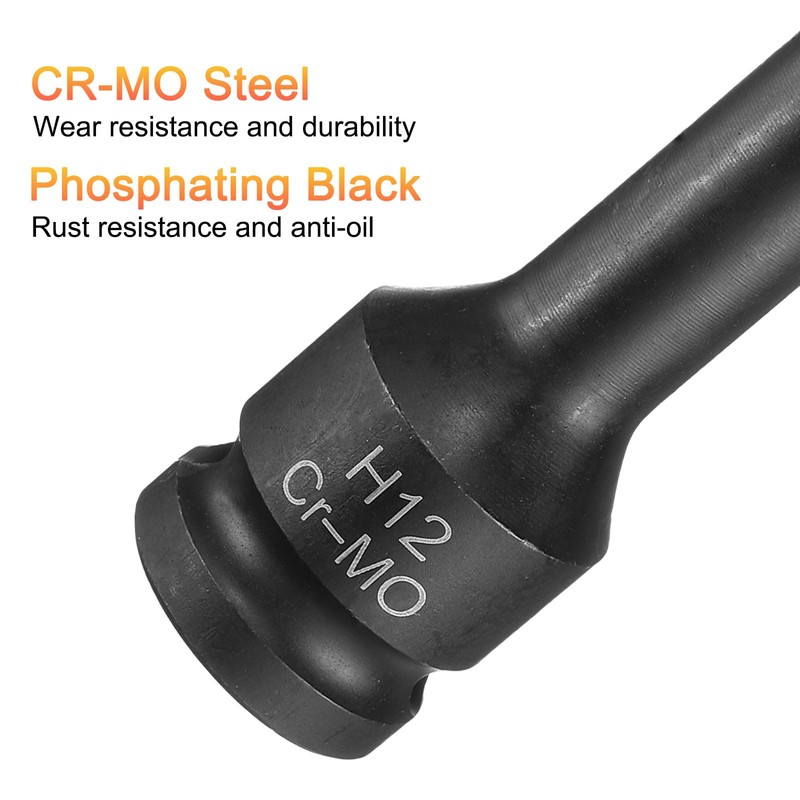 sourcing map 12mm Hex Impact Bit Socket H12 1/2" CR-MO